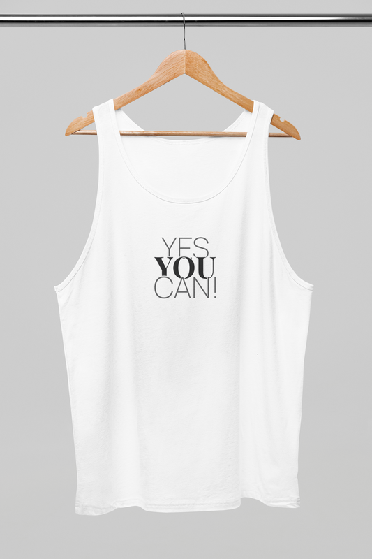 Yes You Can Unisex White Tank Top | Ashish Mishra Collection | ATOM NEW YORK