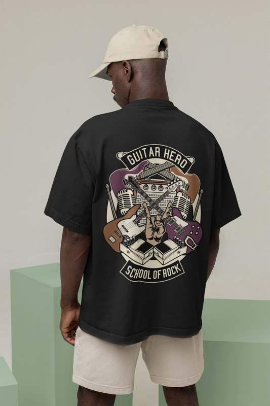 Guitar Hero School Of Rock Unisex Black Oversized Tshirt | DJ Paroma Collection | ATOM