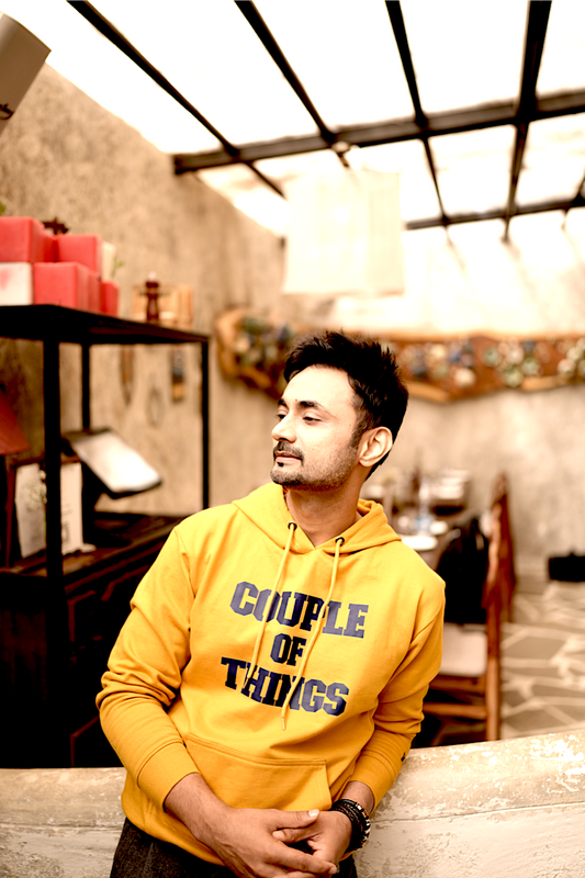 Couple Of Things Blue College Font Unisex Mustard Yellow Hoodie | RJ Anmol Collection