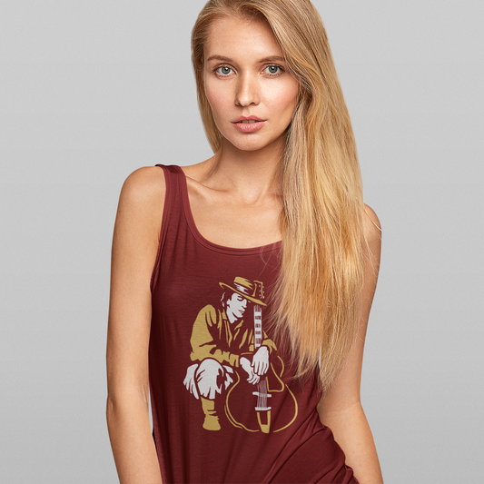 Man With Guitar Unisex Maroon Tank Top| DJ Paroma Collection | ATOM