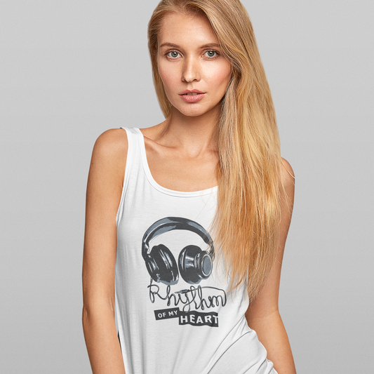 Rhythm Of My Heart Unisex White Tank Top| DJ Paroma Collection | ATOM