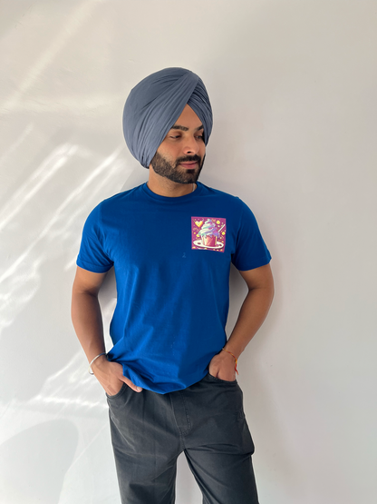 Pocket Dessert Pure Cotton Royal Blue T-Shirt For Men | Masterchef Gurkirat Collection | ATOM