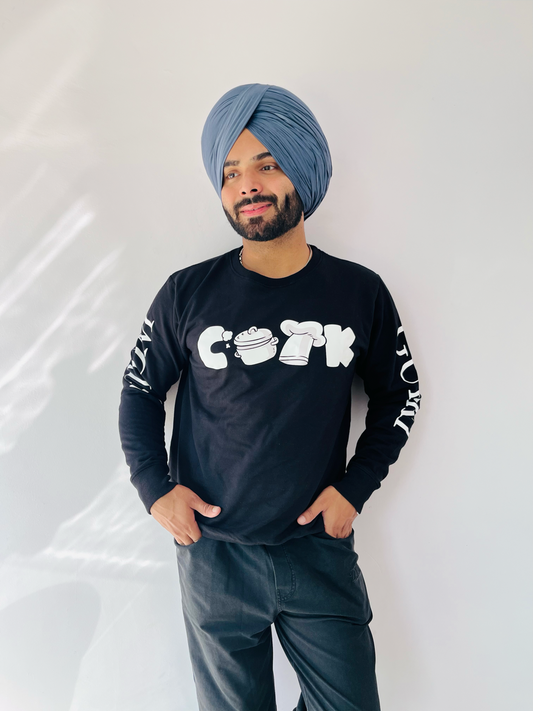 Cook Crew Neck Unisex Navy Blue Sweatshirt For Men | Masterchef Gurkirat Collection