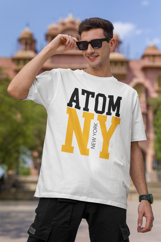 ATOM NY White Oversized Pure Cotton T-Shirt For Men
