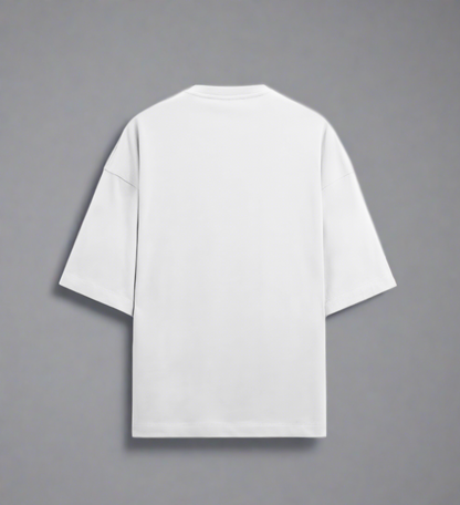 Terry (280 GSM) Signature PUFF PRINT White Oversize T-Shirt For Men