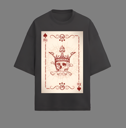 Terry (280 GSM) King Card Black Oversize T-Shirt For Men