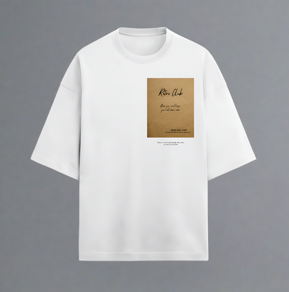 Terry (280 GSM) Retro Club White Oversize T-Shirt For Men