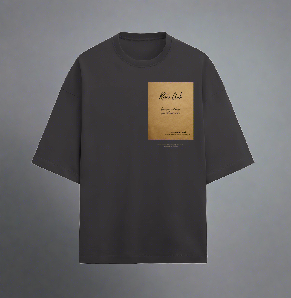 Terry (280 GSM) Retro Club Black Oversize T-Shirt For Men