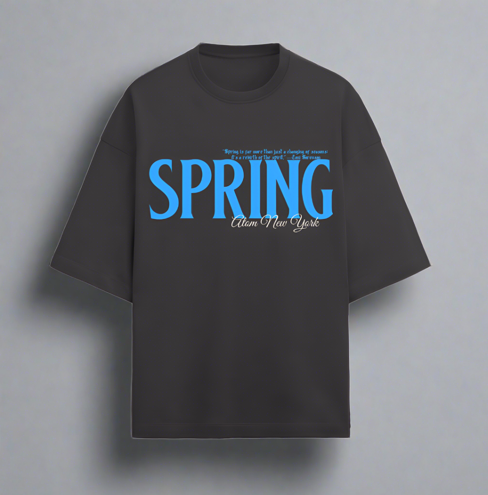 Terry (280 GSM) Spring Season Black Oversize T-Shirt For Men