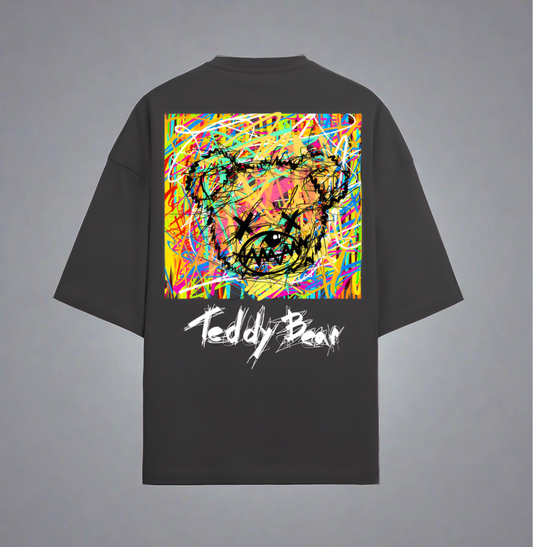Terry (280 GSM) Teddy Bear Black Oversize T-Shirt For Men