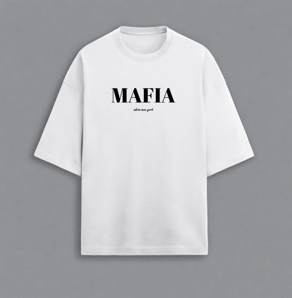 Terry (280 GSM) Mafia White Oversize T-Shirt For Men