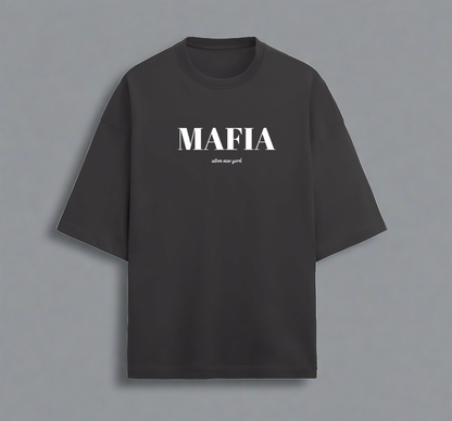 Terry (280 GSM) Mafia Black Oversize T-Shirt For Men