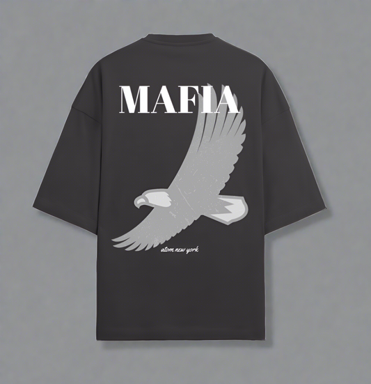 Terry (280 GSM) Mafia Black Oversize T-Shirt For Men