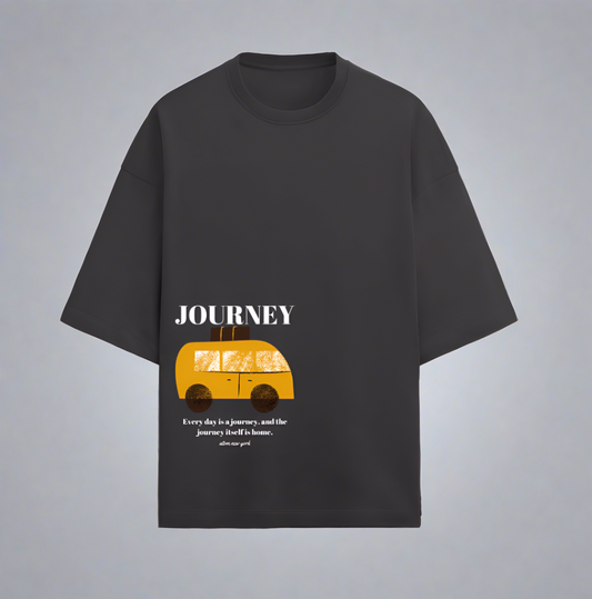 Terry (280 GSM) Journey Black Oversize T-Shirt For Men