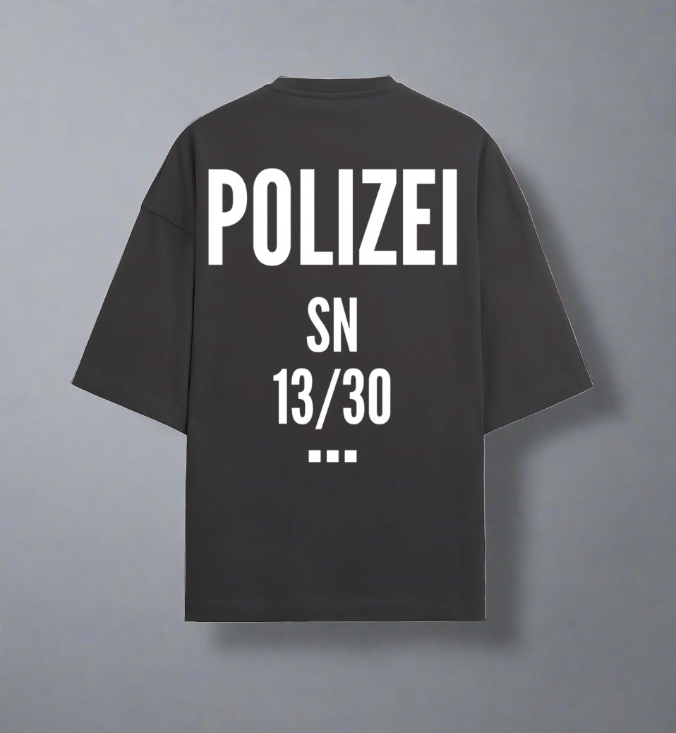 Terry (280 GSM) Polizei Black Oversize T-Shirt For Men