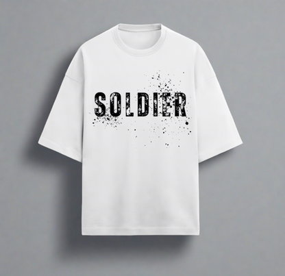 Terry (280 GSM) Soldier White Oversize T-Shirt For Men