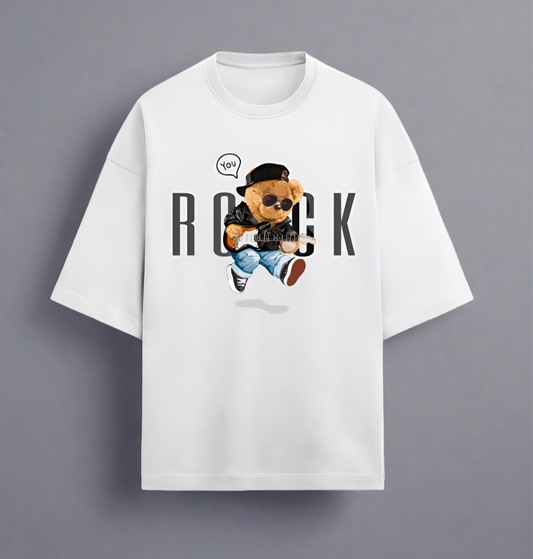 Terry (280 GSM) You Rock White Oversize T-Shirt For Men