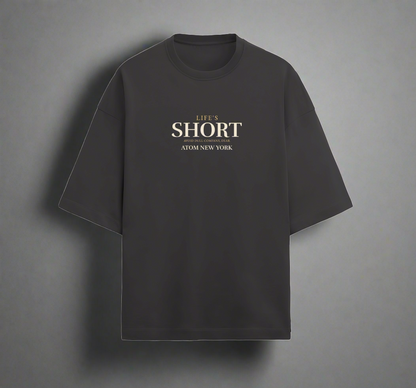 Terry (280 GSM) Life's Short Black Oversize T-Shirt For Men