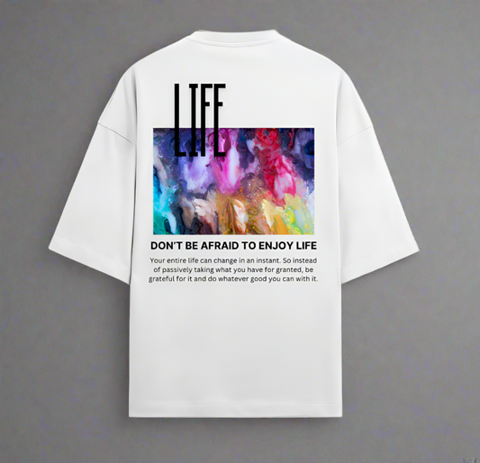 Terry (280 GSM) Life White Oversize T-Shirt For Men