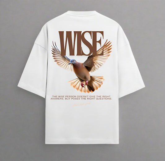 Terry (280 GSM) WISE White Oversize T-Shirt For Men