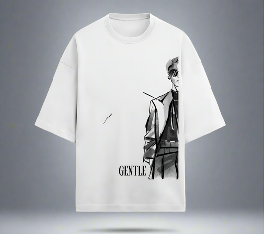 Terry (280 GSM) GENTLEMAN White Oversize T-Shirt For Men