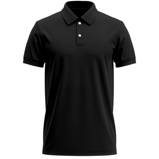 ATOM New York Dry Fit Polo Neck Black T-Shirt For Men