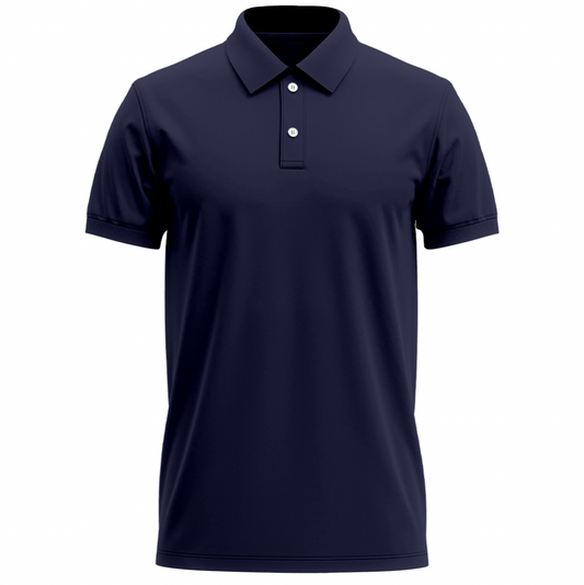 ATOM New York Dry Fit Polo Neck Navy Blue T-Shirt For Men