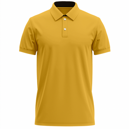 ATOM New York Dry Fit Polo Neck Golden Yellow T-Shirt For Men
