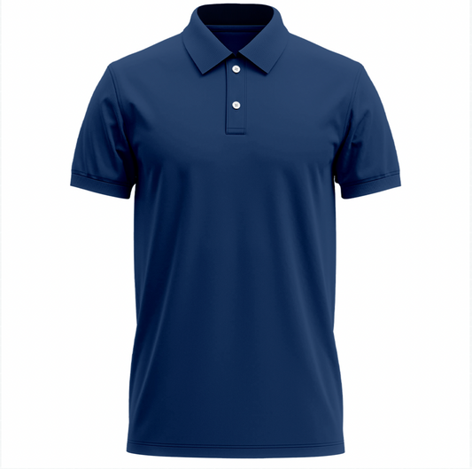 ATOM New York Dry Fit Polo Neck Petrol Blue T-Shirt For Men