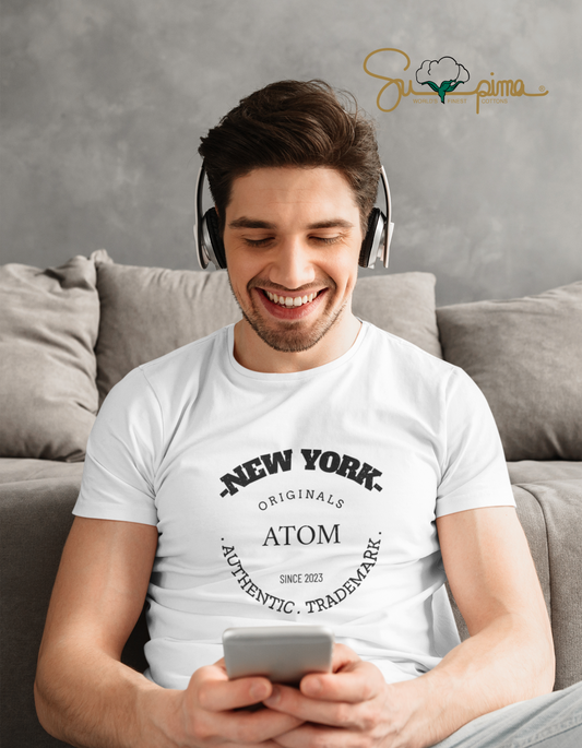 Supima Cotton ATOM Authentic Trademark White T-Shirt For Men