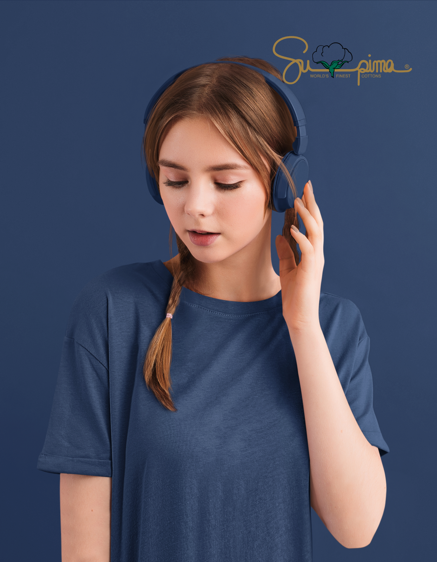 Supima Cotton Navy Blue T-Shirt For Women