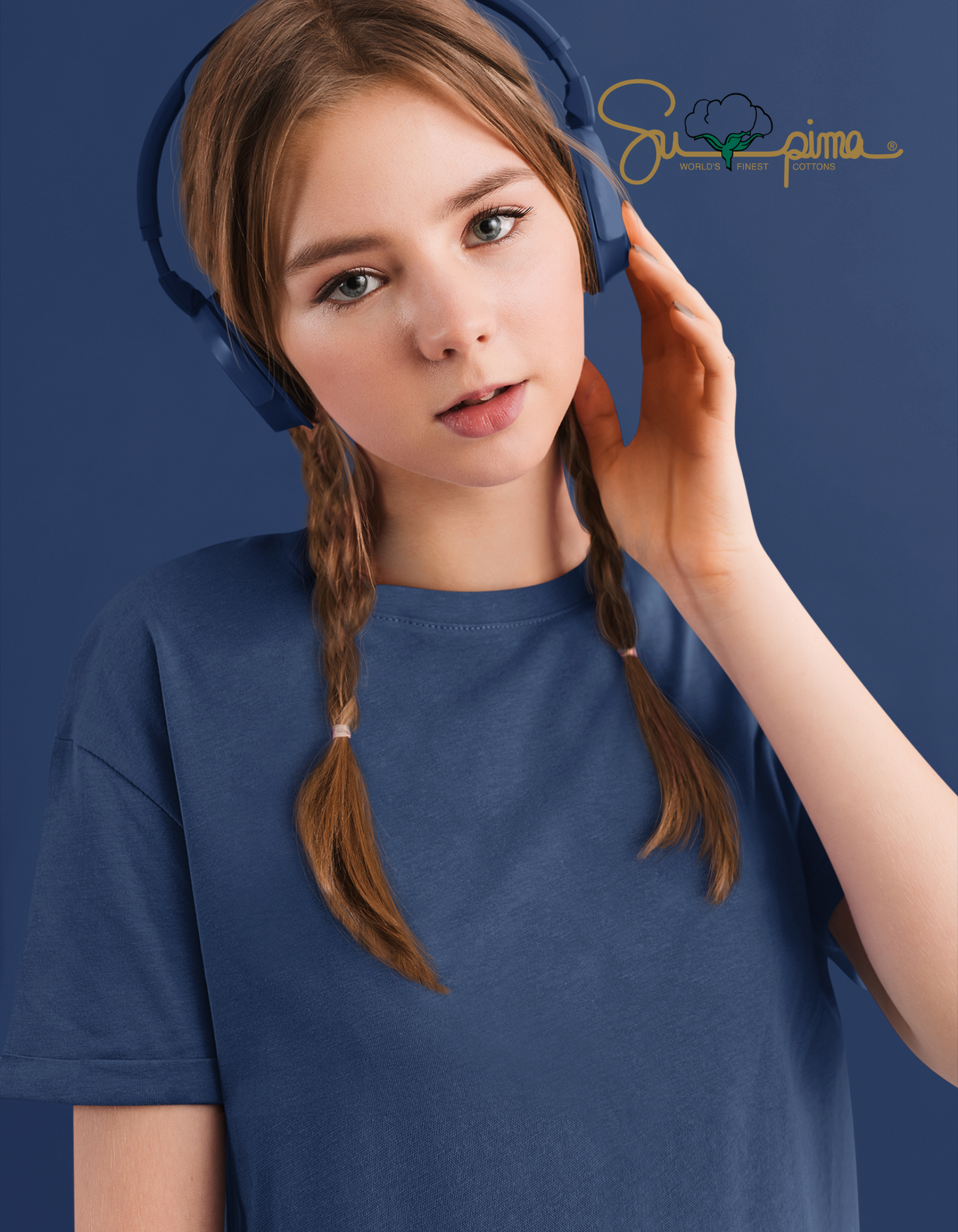 Supima Cotton Navy Blue T-Shirt For Women