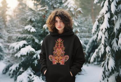 Abstract Design Black Hoodie For Women