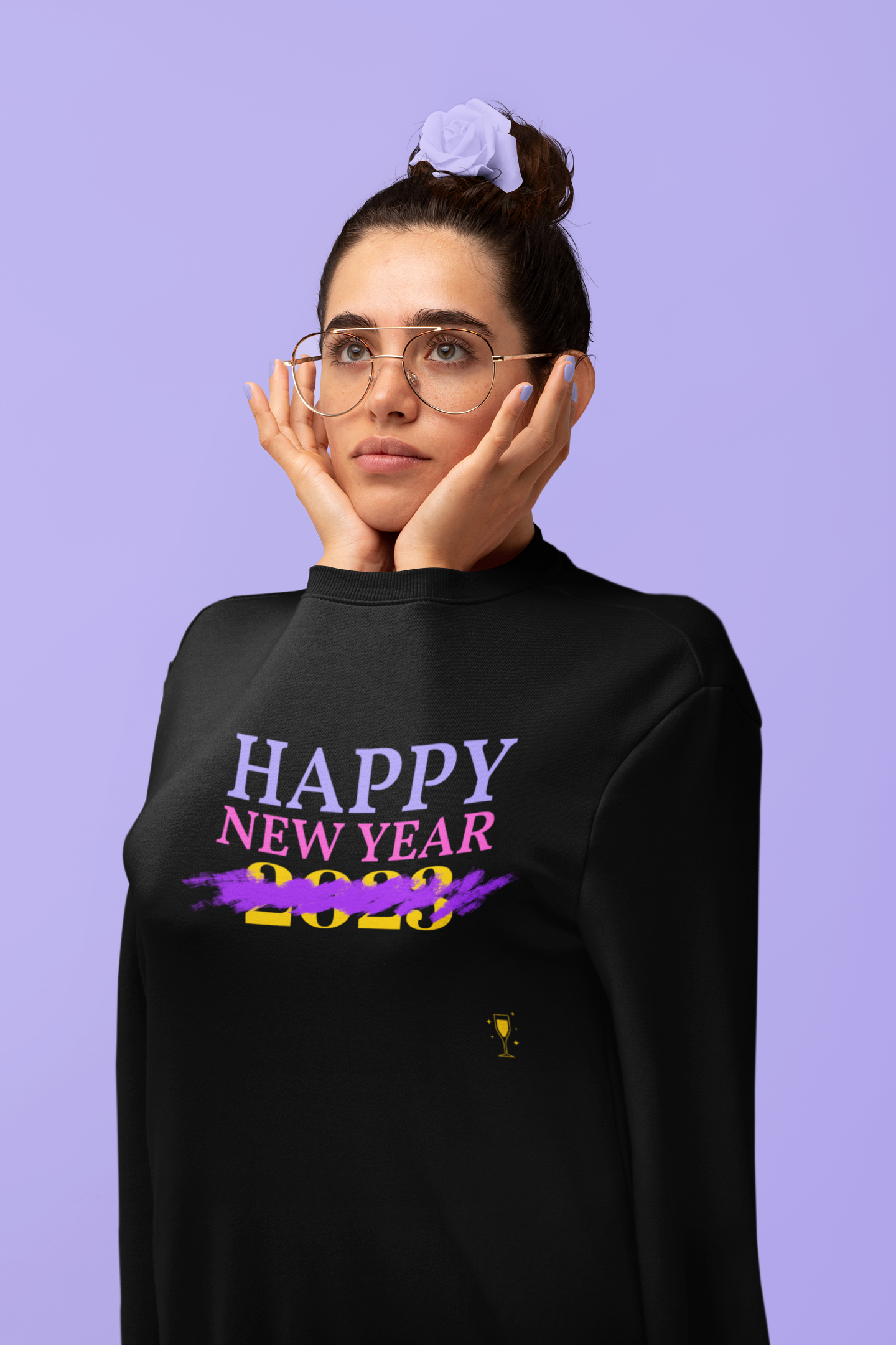 Happy New Year 2024 Black Sweatshirt For Women