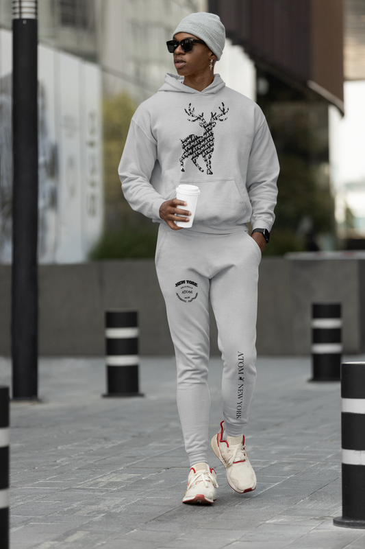 ATOM Signature Melange Grey Hoodie And Jogger Co-ord Set For Men