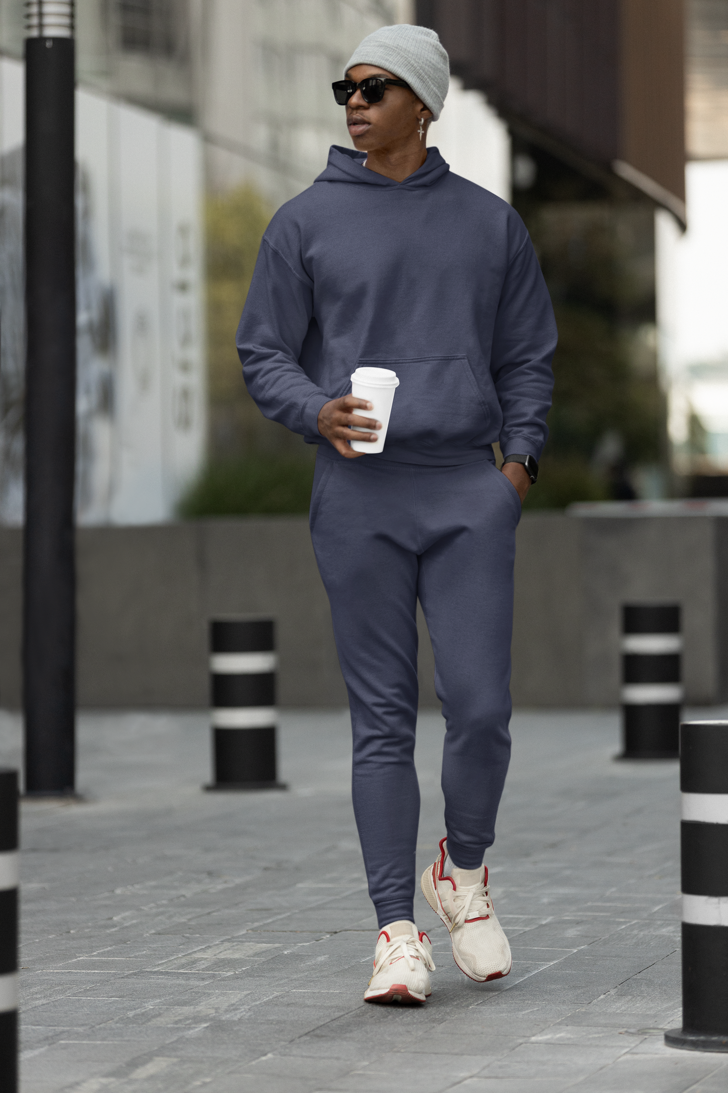 Navy Blue Hoodie And Jogger Co-ord Set For Men