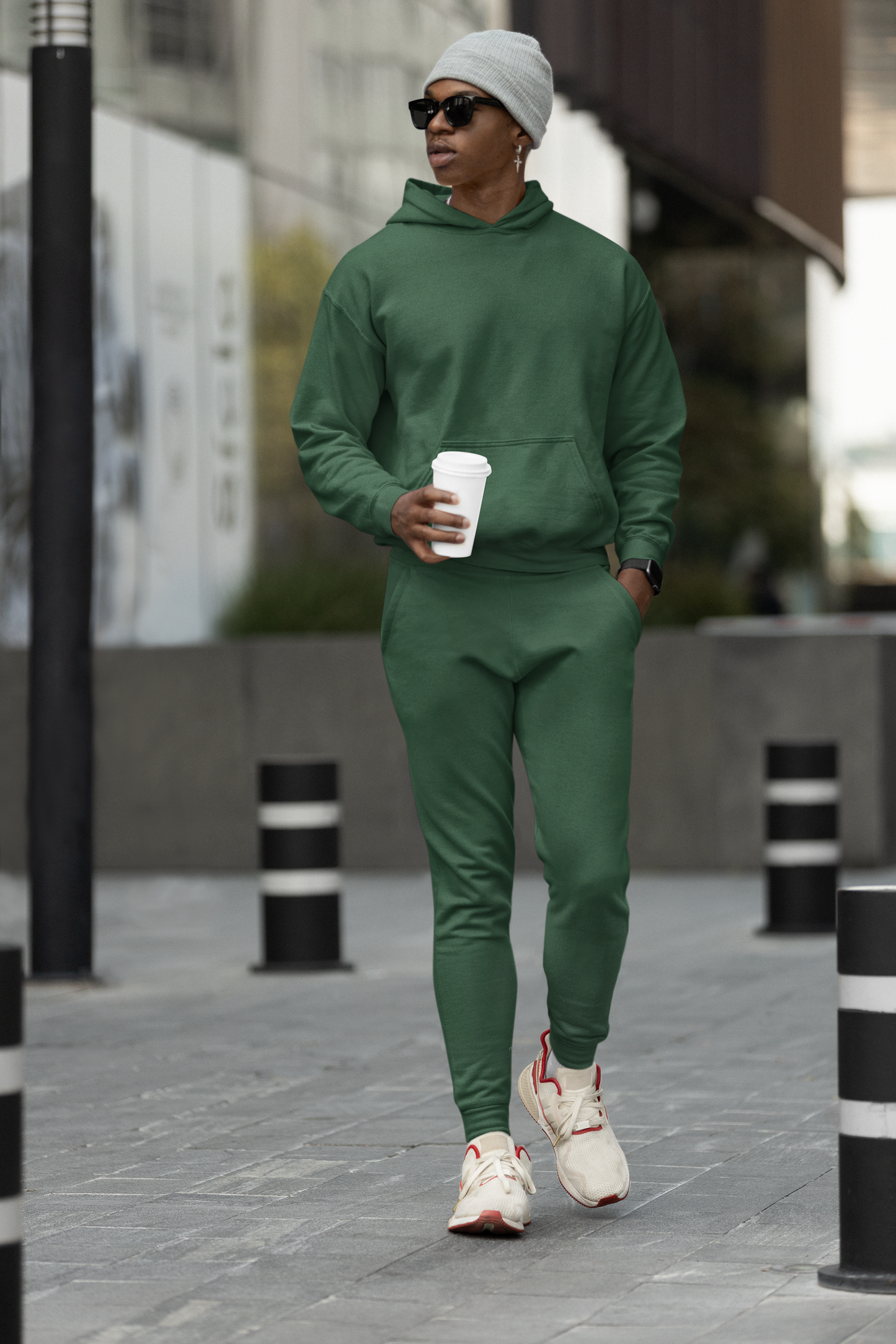 Bottle Green Hoodie And Jogger Co-ord Set For Men