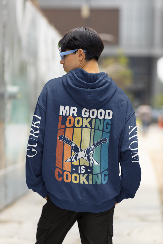 Mr Good Looking Is Cooking Navy Blue Unisex Pure Cotton Hoodie | Masterchef Gurkirat Collection | ATOM