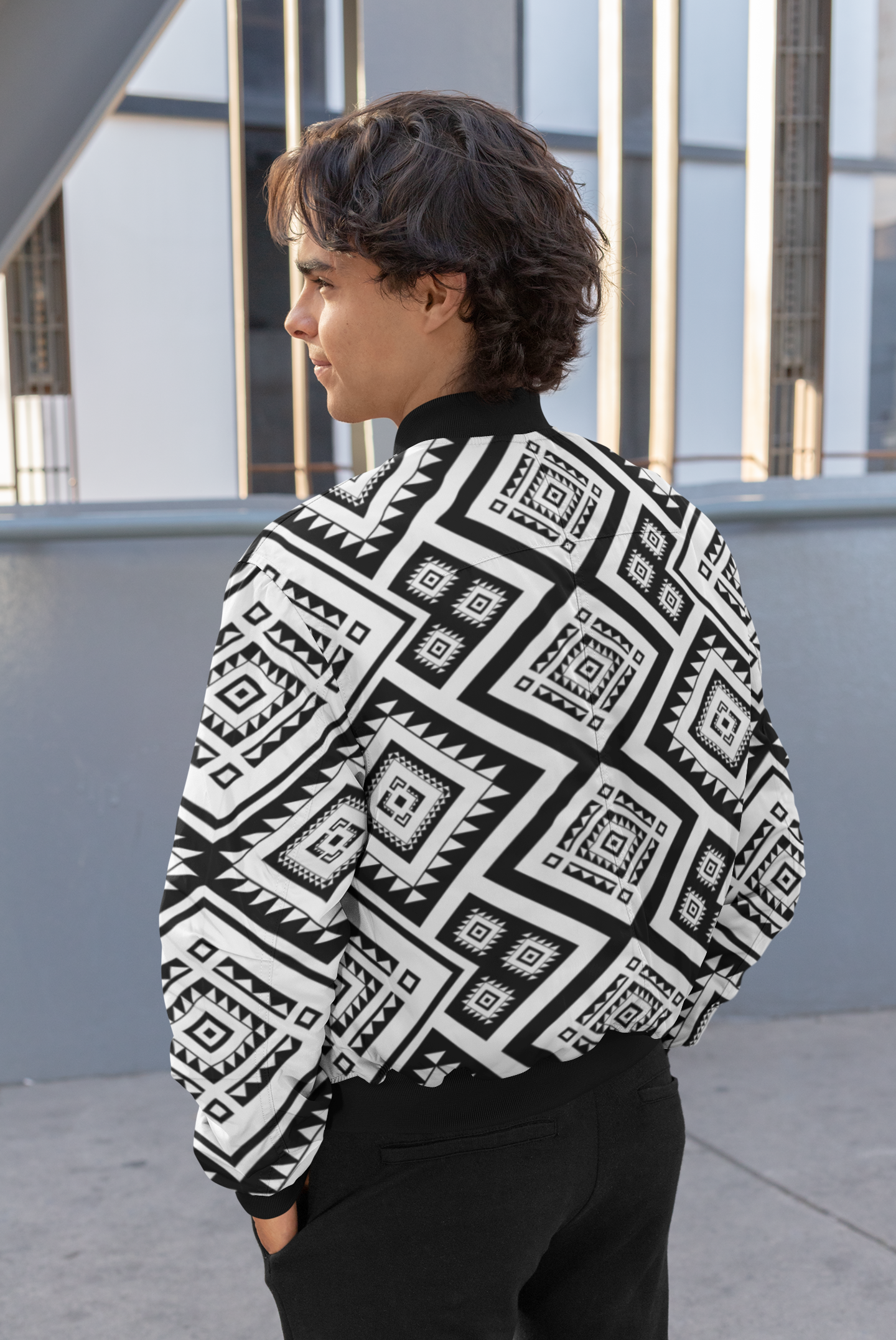 Abstract Pattern Bomber Jacket For Men