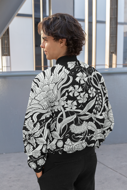 Flower Pattern Bomber Jacket For Men