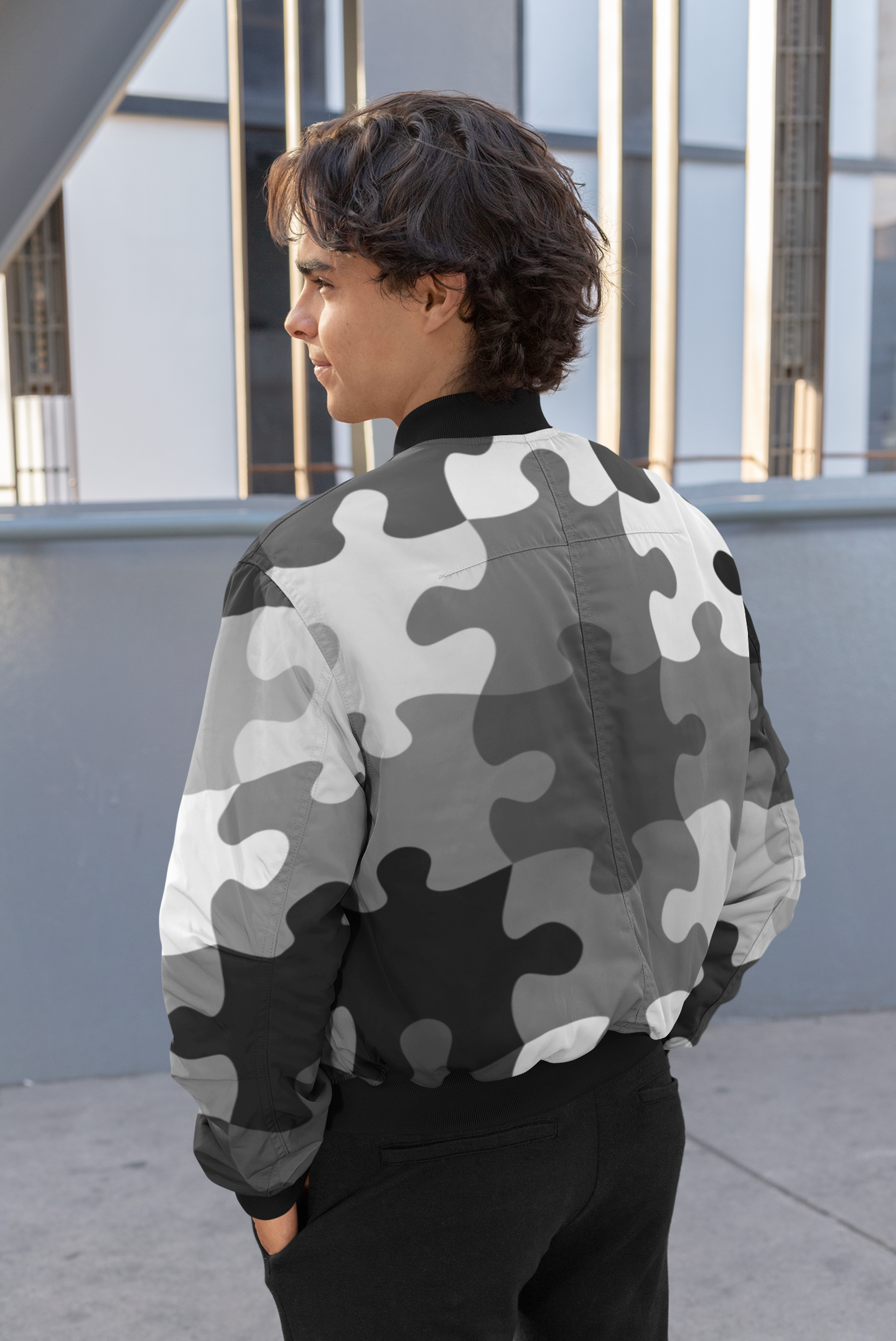 Block Design Bomber Jacket For Men