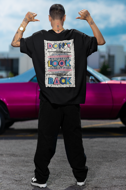 Dont Look Back Black Oversized T-Shirt For Men
