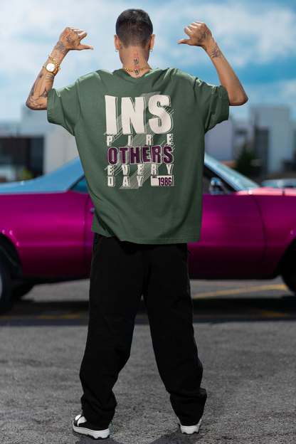 Inspire Others Olive Green Oversized T-Shirt For Men