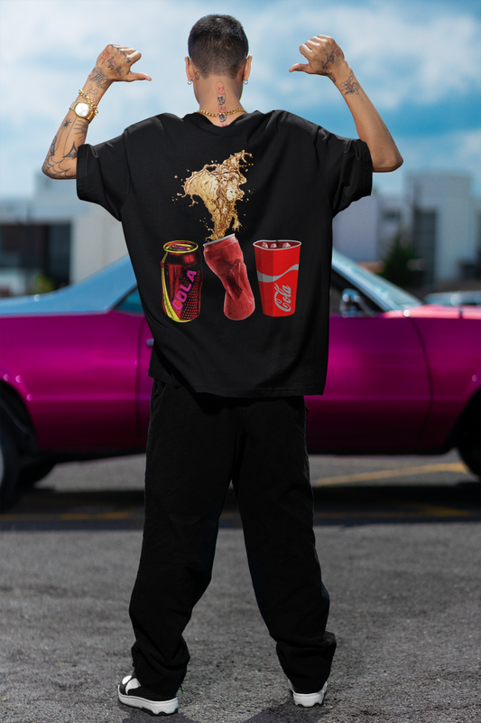 Cola Black Oversized T-Shirt For Men