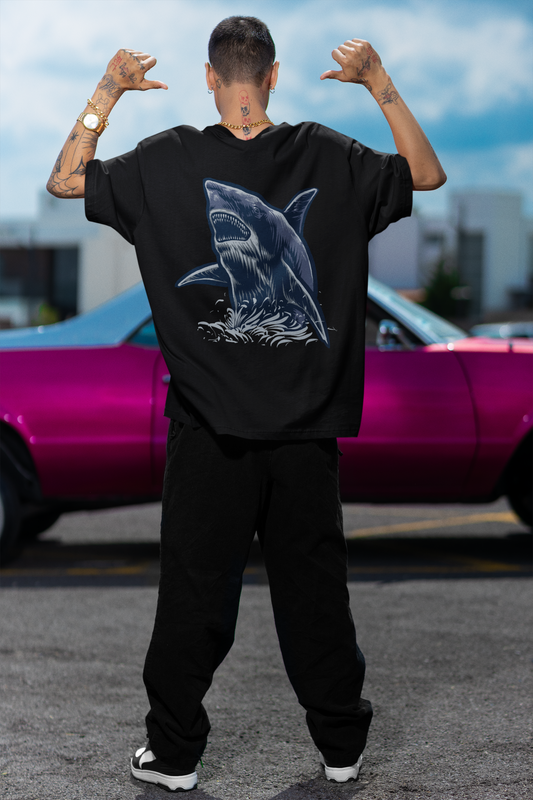 Shark Black Oversized T-Shirt For Men