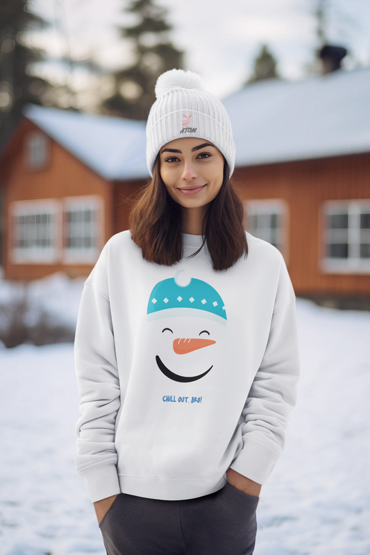 Chill Out Bro White Sweatshirt For Women