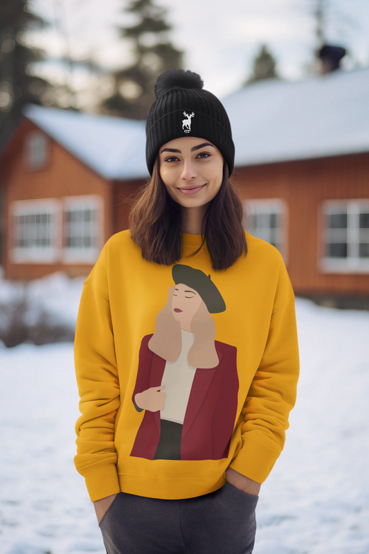 English Woman Mustard Yellow Sweatshirt For Women