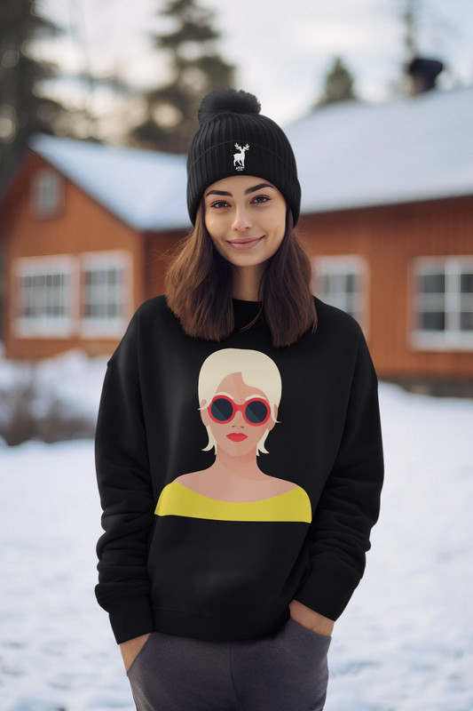 Woman In Sunglasses Black Sweatshirt For Women