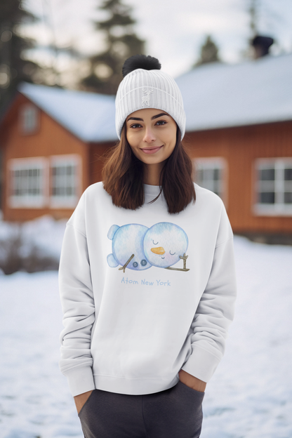 ATOM Signature Sleeping Snowman White Sweatshirt For Women