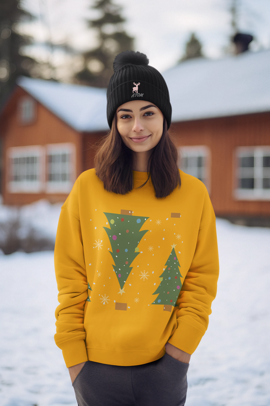 Christmas Tree Yellow Sweatshirt For Women